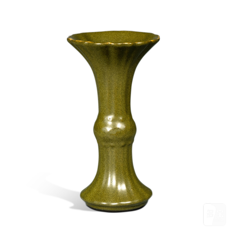 清十八 / 十九世紀 茶葉末釉花式觚 - 图1